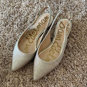 Sam Edelman Gold Glitter Pointed Slingback Flats